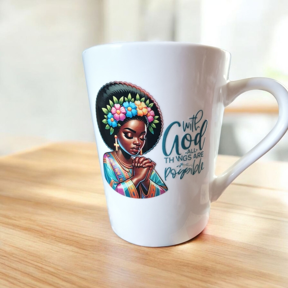 Hand Crafted White Mug with Colorful Design